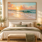 ARBYNART Impressionist Art | Amber Sky above Rolling Green Waves