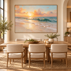 ARBYNART Impressionist Art | Amber Sky above Rolling Green Waves