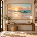 ARBYNART Impressionist Art | Amber Sky above Rolling Green Waves