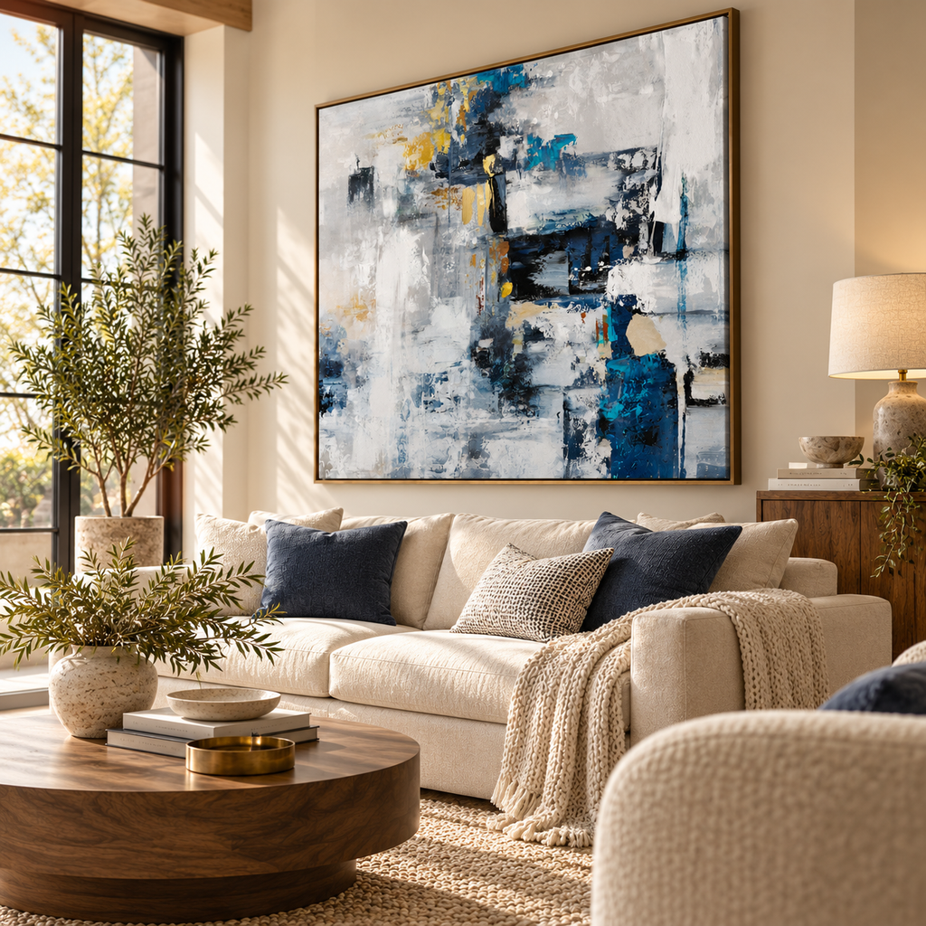 ARBYNART Abstract Art | Azure Echoes Beyond the Mist