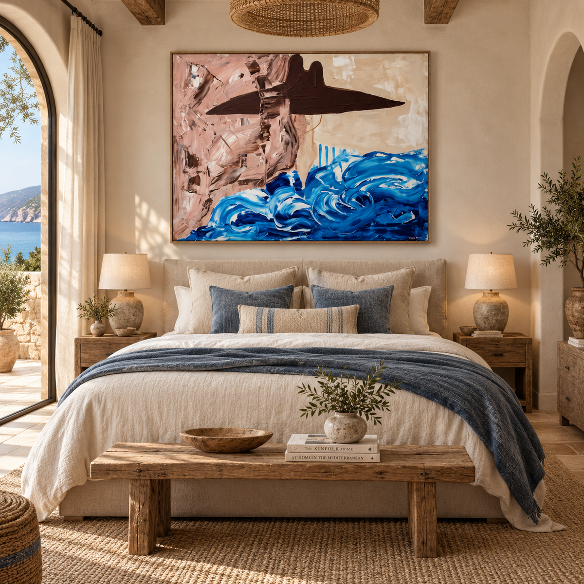 ARBYNART Americana Art | Azure Tide with Floating Hat