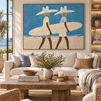 ARBYNART Vintage Americana Art | Beachside Cowboy Surfers