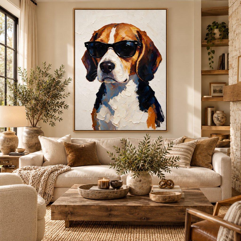 ARBYNART Impressionist Art | Beagle with Tilted Chin