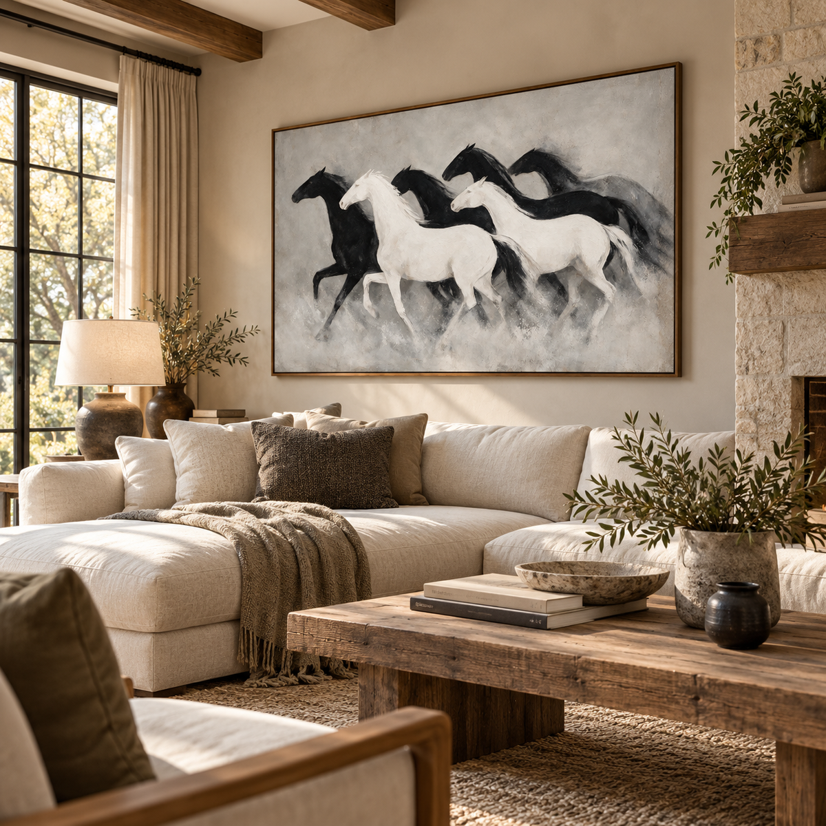 ARBYNART Americana Art | Black and White Horse Herd