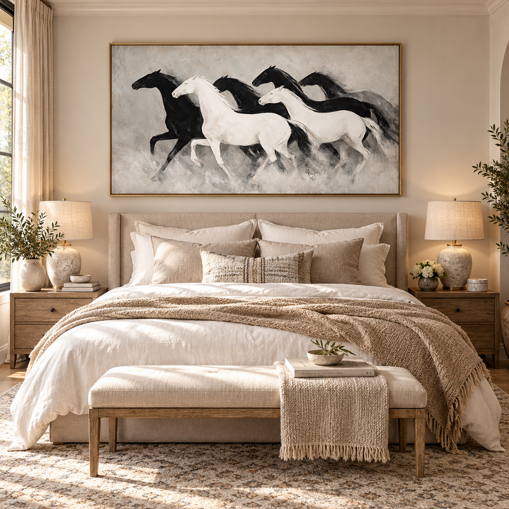 ARBYNART Americana Art | Black and White Horse Herd