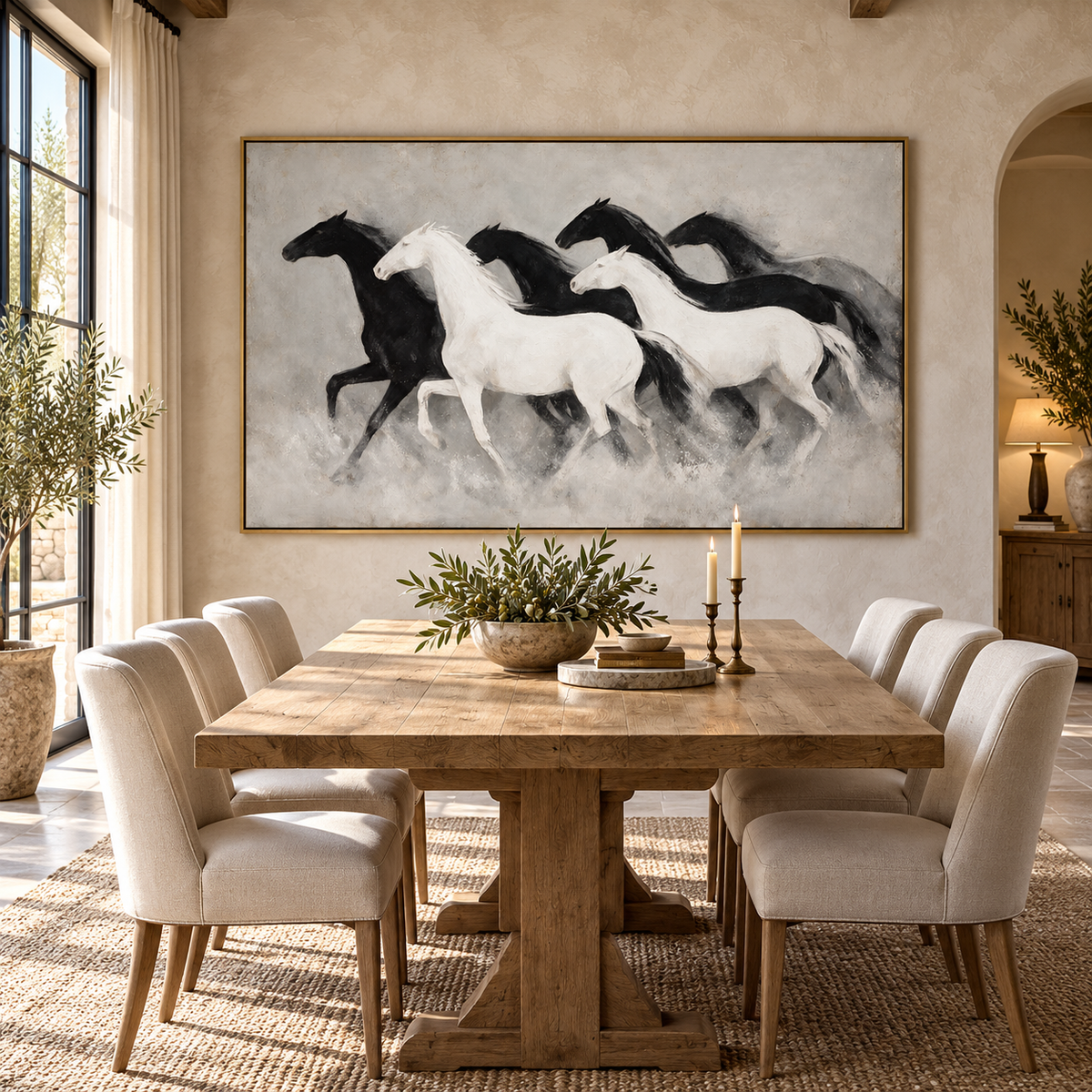 ARBYNART Americana Art | Black and White Horse Herd