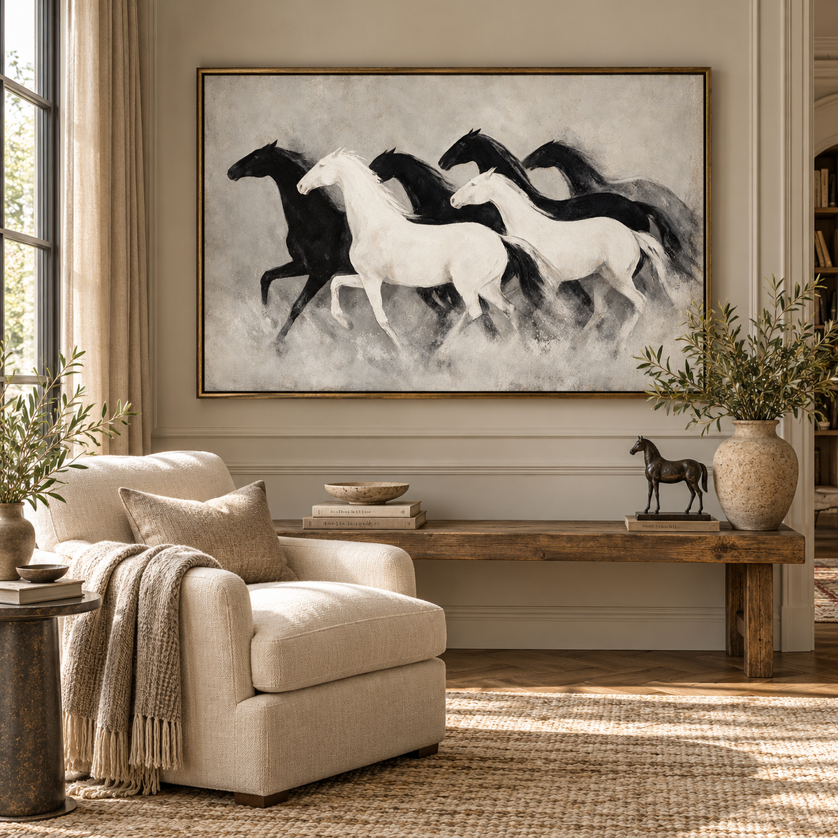 ARBYNART Americana Art | Black and White Horse Herd