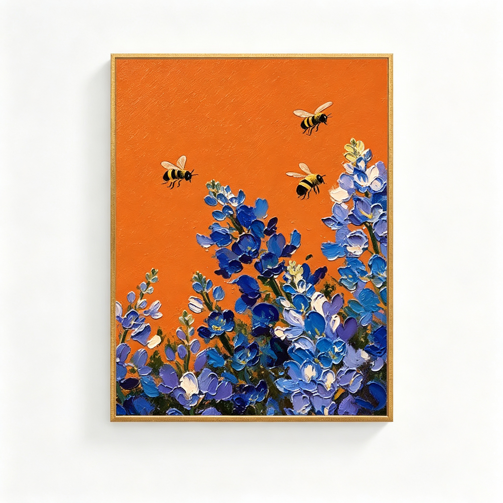 ARBYNART 3D Textured Art | Bluebonnet Bee Dance