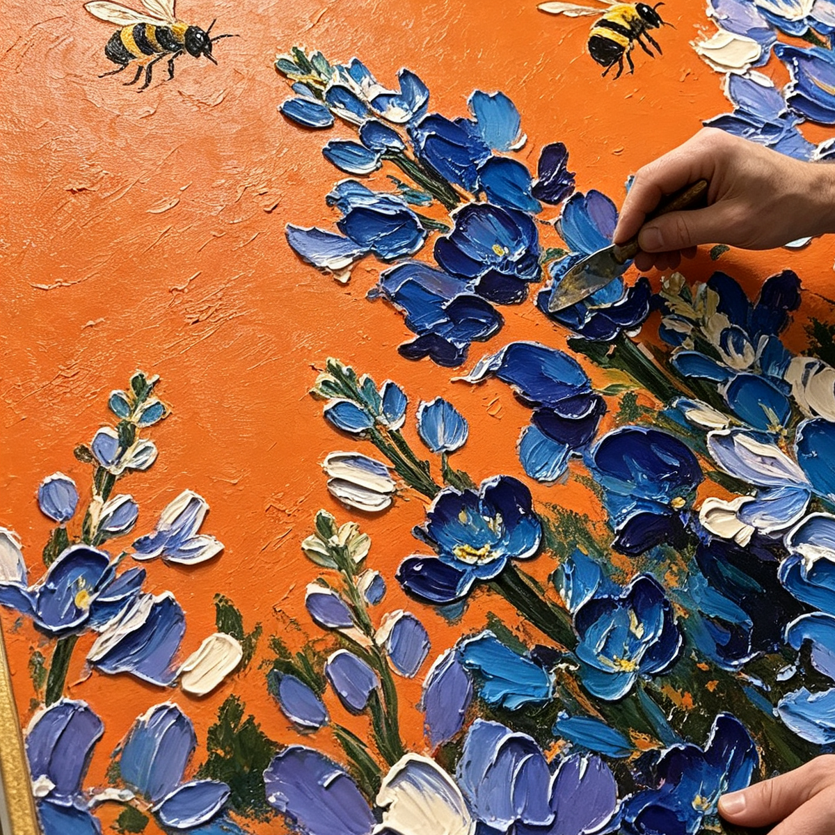 ARBYNART 3D Textured Art | Bluebonnet Bee Dance