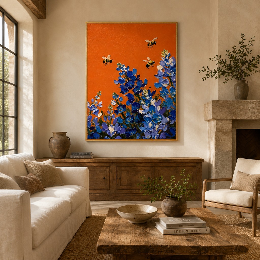 ARBYNART 3D Textured Art | Bluebonnet Bee Dance