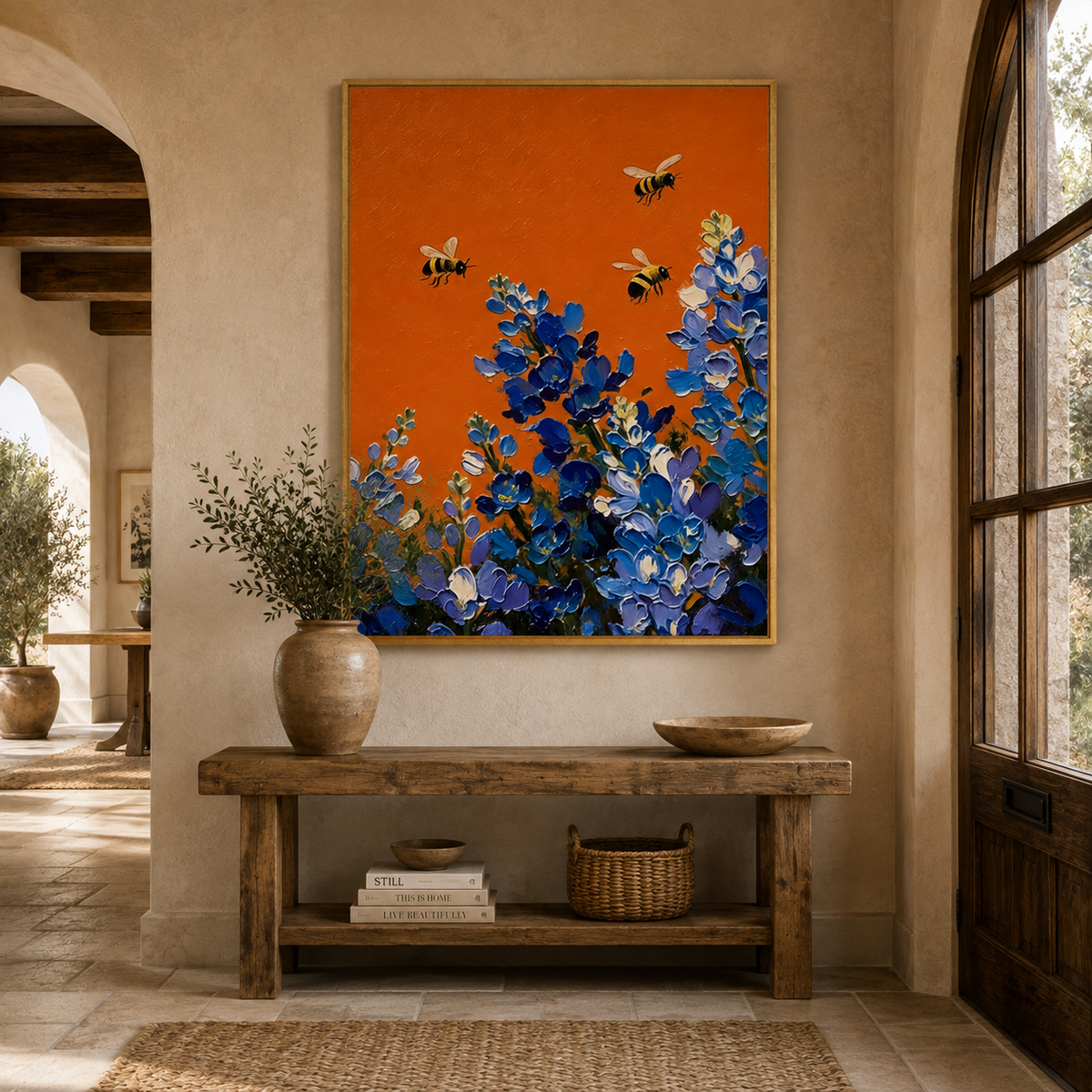 ARBYNART 3D Textured Art | Bluebonnet Bee Dance