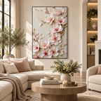 ARBYNART 3D Textured Art | Blush Blossom Relief