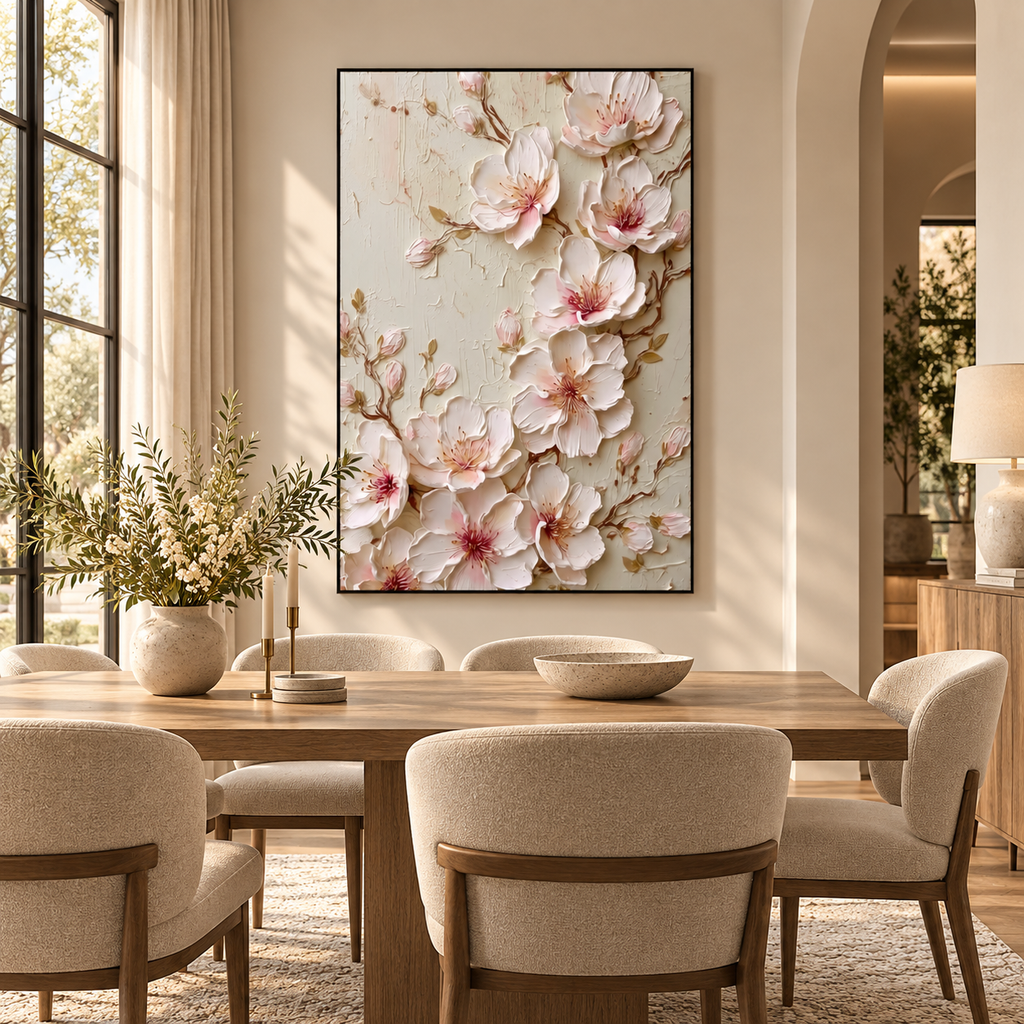 ARBYNART 3D Textured Art | Blush Blossom Relief