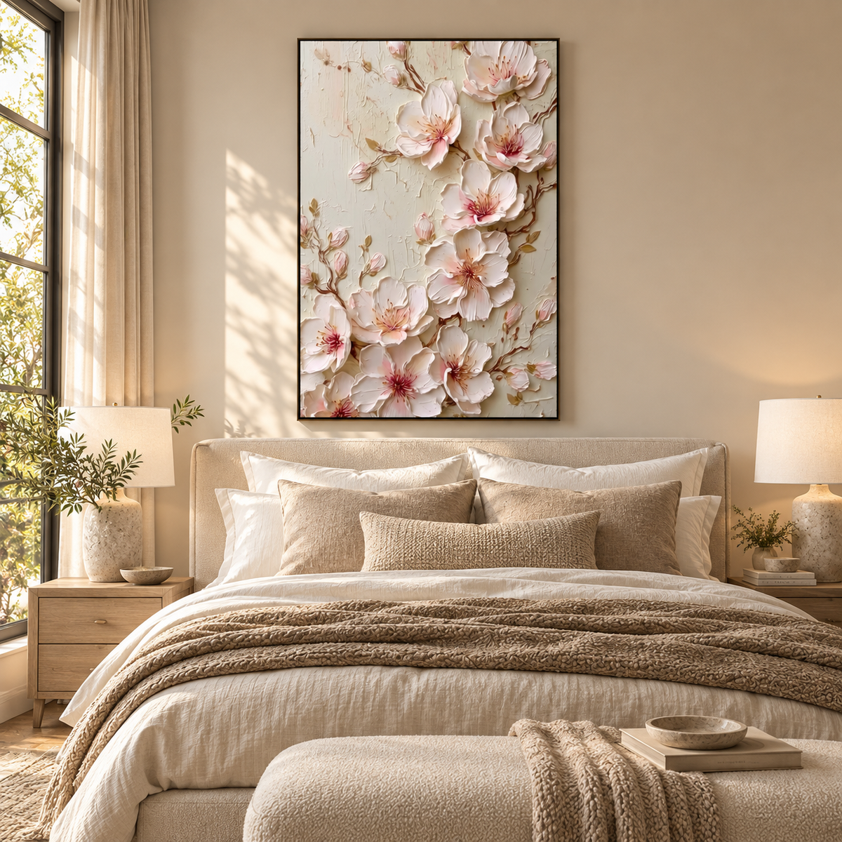 ARBYNART 3D Textured Art | Blush Blossom Relief