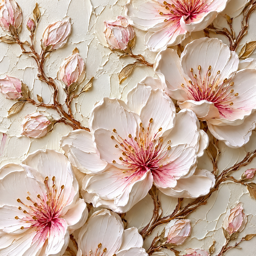 ARBYNART 3D Textured Art | Blush Blossom Relief