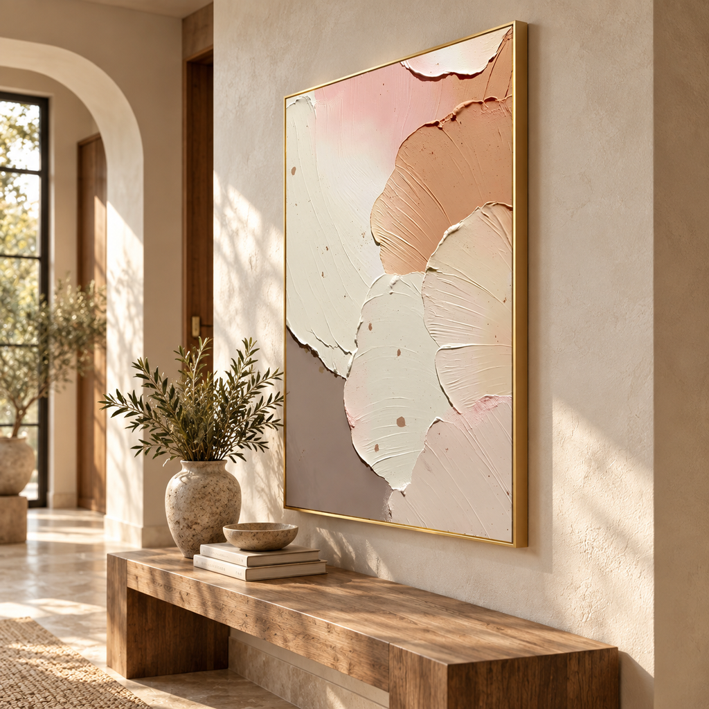 ARBYNART 3D Textured Art | Blush Neutral Petal Relief
