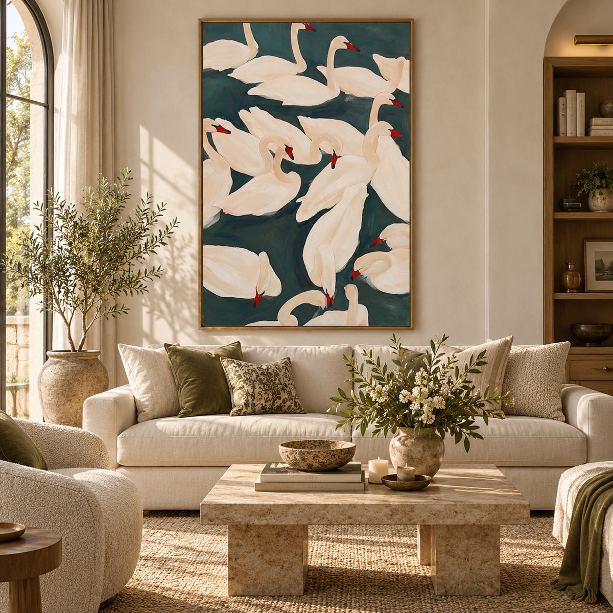 ARBYNART Abstract Art | Blush Whispers on Emerald Waters