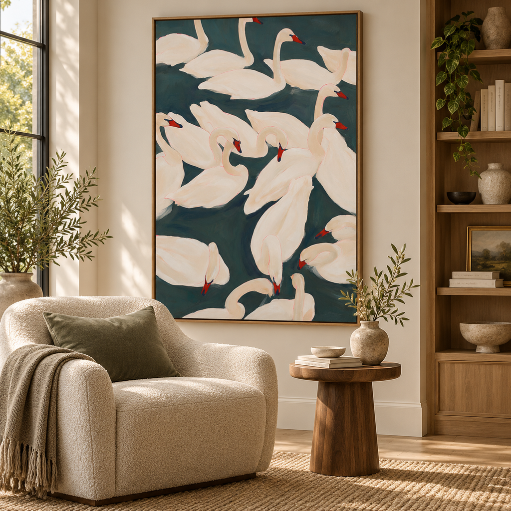 ARBYNART Abstract Art | Blush Whispers on Emerald Waters