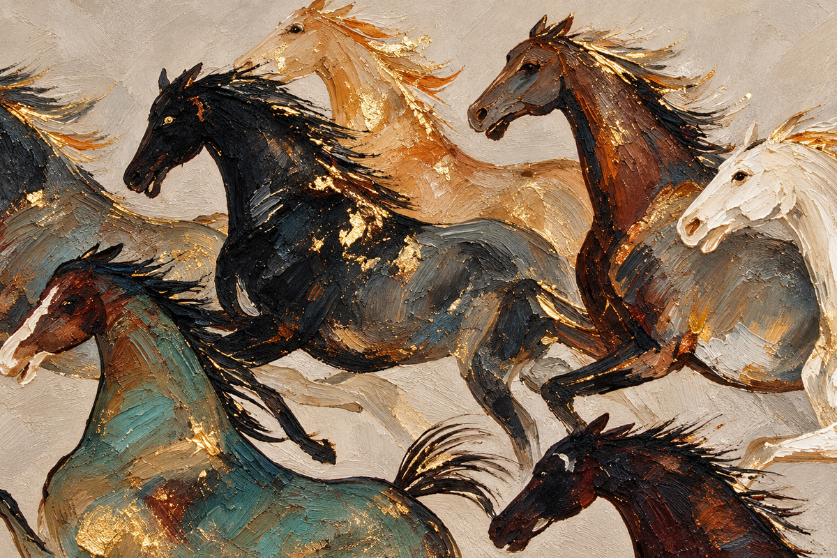 ARBYNART Americana Art | Nine Horses Mid-Gallop