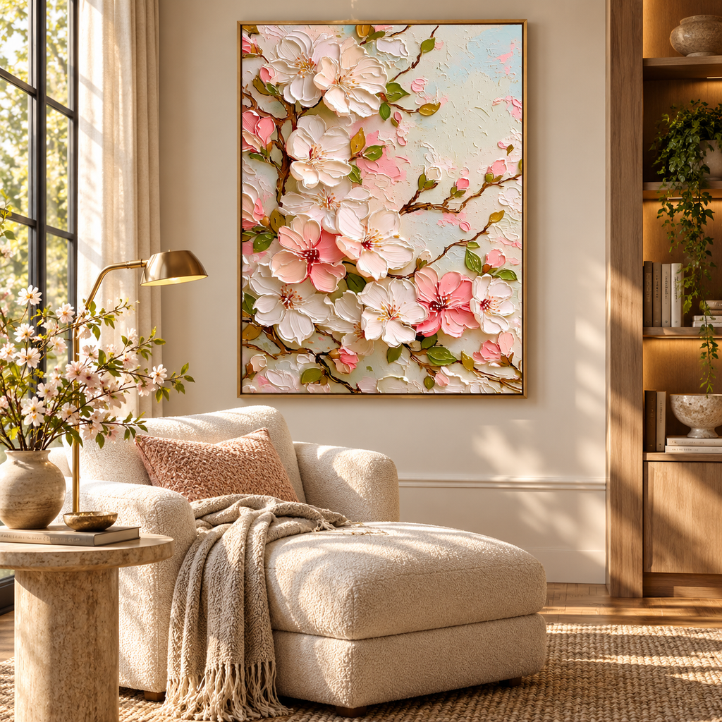ARBYNART 3D Textured Art | Cherry Blossom Relief