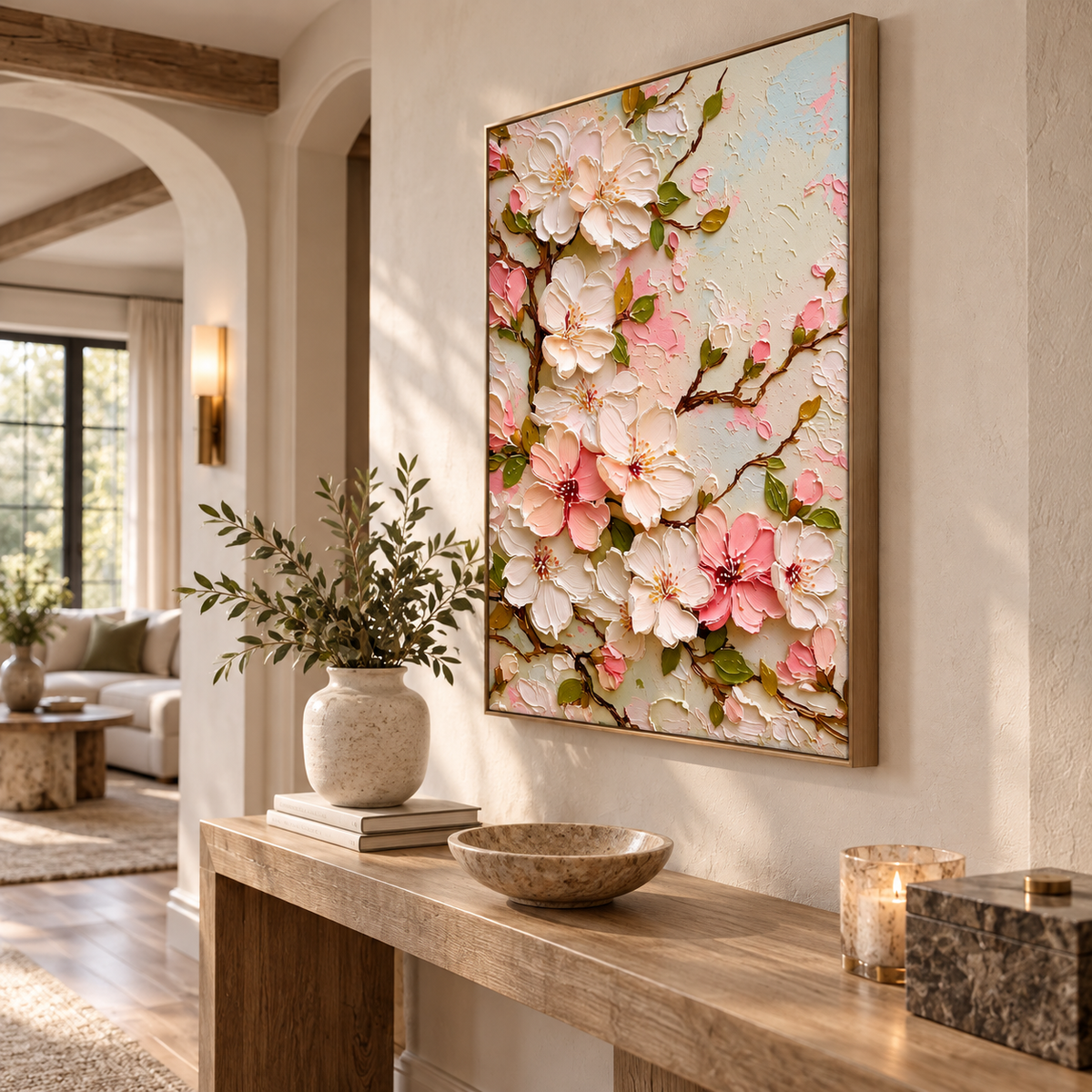 ARBYNART 3D Textured Art | Cherry Blossom Relief