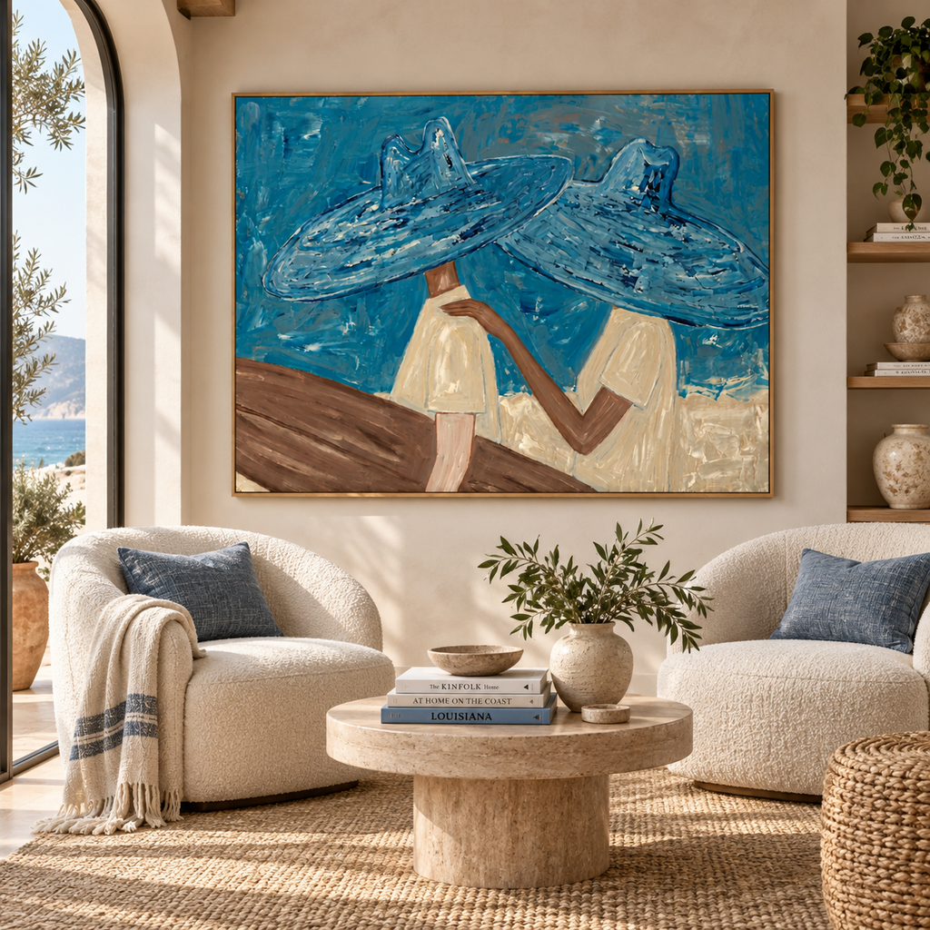 ARBYNART Vintage Americana Art | Coastal Blue Hat Bond