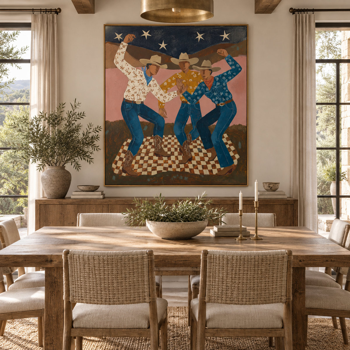 ARBYNART Vintage Americana Art | Cowboy Trio