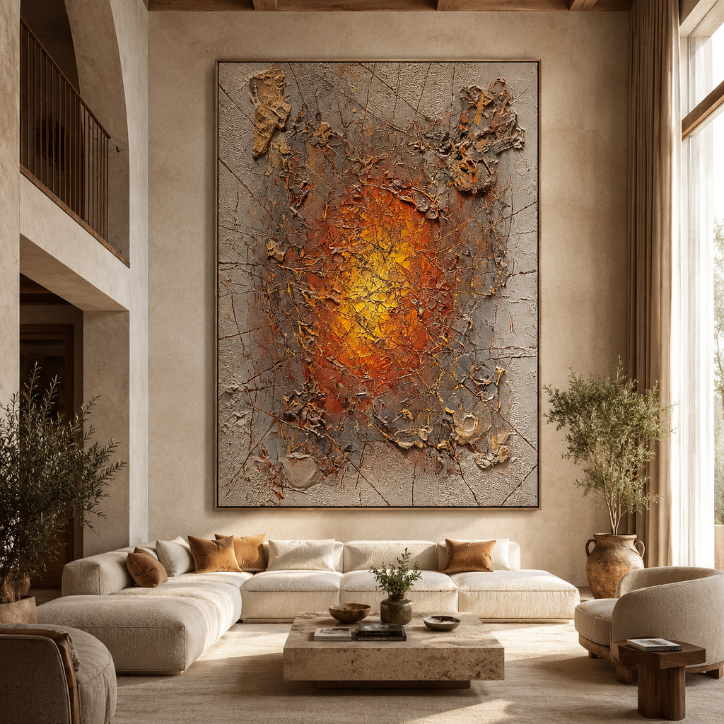 ARBYNART Wabi-Sabi Art | Cracked Amber Burst