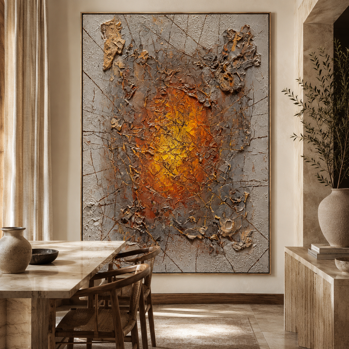 ARBYNART Wabi-Sabi Art | Cracked Amber Burst