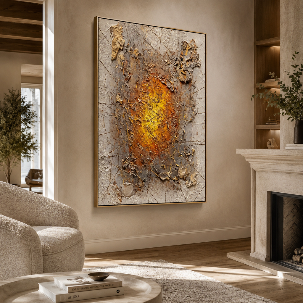 ARBYNART Wabi-Sabi Art | Cracked Amber Burst