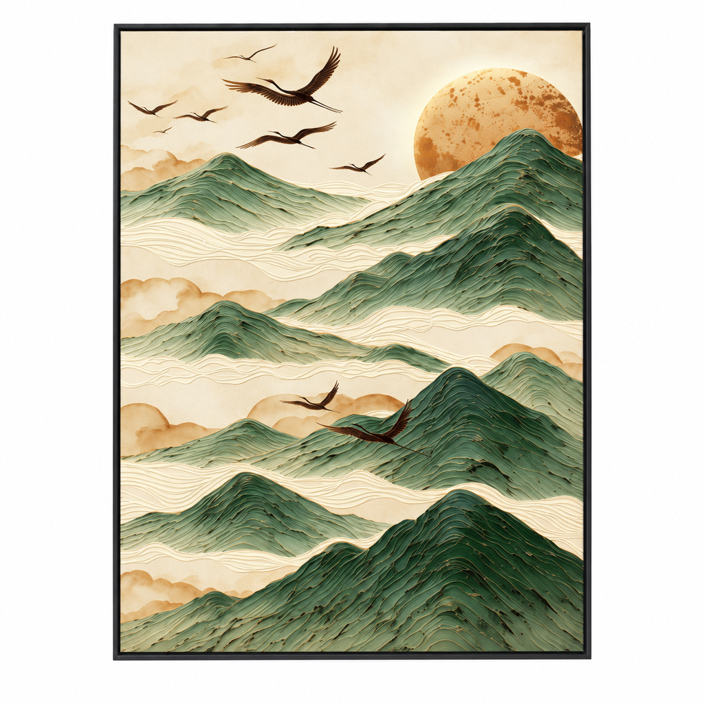 ARBYNART 3D Textured Art | Crane Mountain Glow