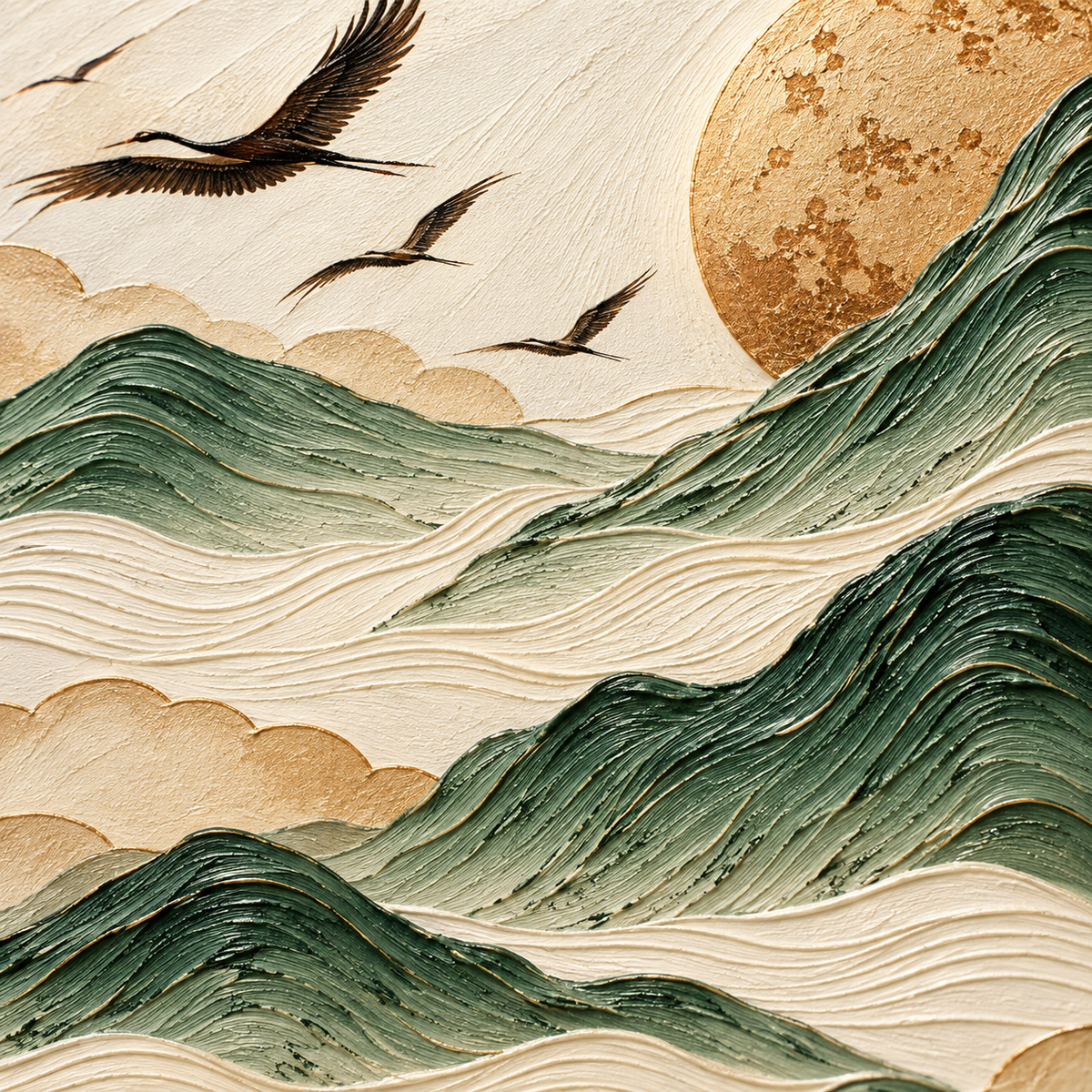 ARBYNART 3D Textured Art | Crane Mountain Glow