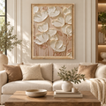 ARBYNART 3D Textured Art | Cream Floral Relief