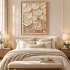 ARBYNART 3D Textured Art | Cream Floral Relief