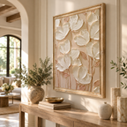 ARBYNART 3D Textured Art | Cream Floral Relief