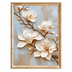 ARBYNART 3D Textured Art | Cream Magnolia Blooms