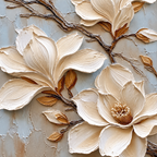 ARBYNART 3D Textured Art | Cream Magnolia Blooms