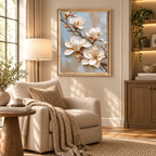 ARBYNART 3D Textured Art | Cream Magnolia Blooms