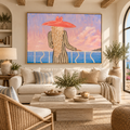 ARBYNART Vintage Americana Art | Crimson Hat Over Azure Waters