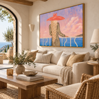 ARBYNART Vintage Americana Art | Crimson Hat Over Azure Waters