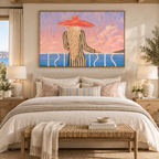 ARBYNART Vintage Americana Art | Crimson Hat Over Azure Waters