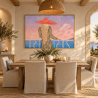 ARBYNART Vintage Americana Art | Crimson Hat Over Azure Waters