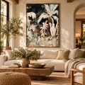 ARBYNART Abstract Art | Crimson Trunk in Ivory Fronds