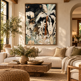 ARBYNART Abstract Art | Crimson Trunk in Ivory Fronds