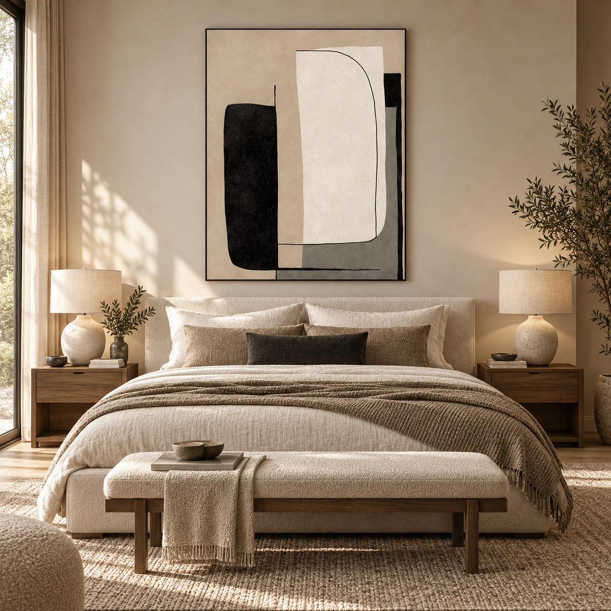 ARBYNART Abstract Art | Neutral Curve Blocks