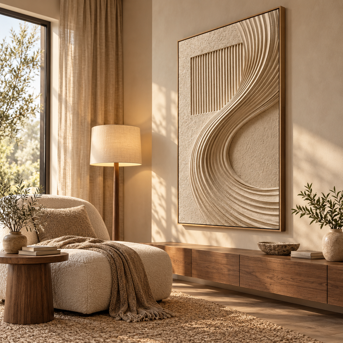 ARBYNART 3D Textured Art | Curved Sand Frame