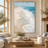 ARBYNART Impressionist Art | Curving Foam on a Pale Beach