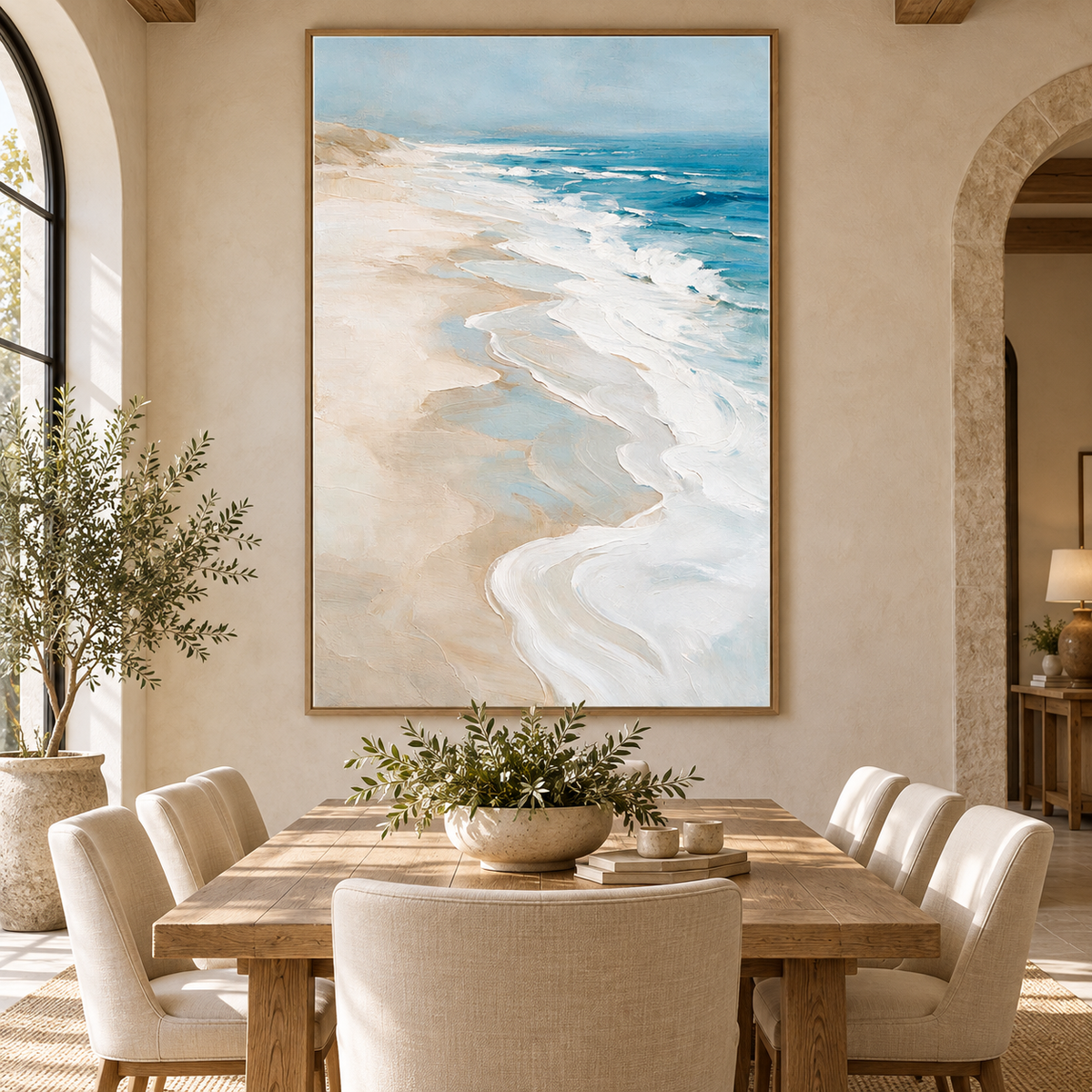 ARBYNART Impressionist Art | Curving Foam on a Pale Beach