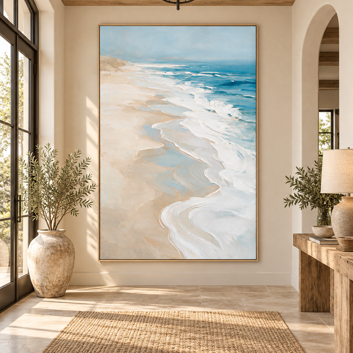 ARBYNART Impressionist Art | Curving Foam on a Pale Beach