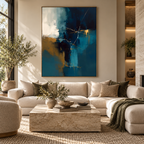 ARBYNART Abstract Art | Deep Blue Gold Crackle